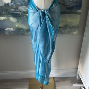 Accessorize Beautiful Pale Blue & Silver Wrap/Sarong for Pool or Beach